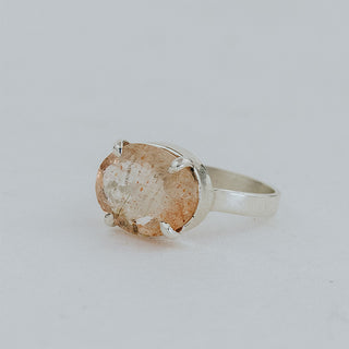 Wide Prong Set Gemstone Ring - Sunstone | Sterling Silver