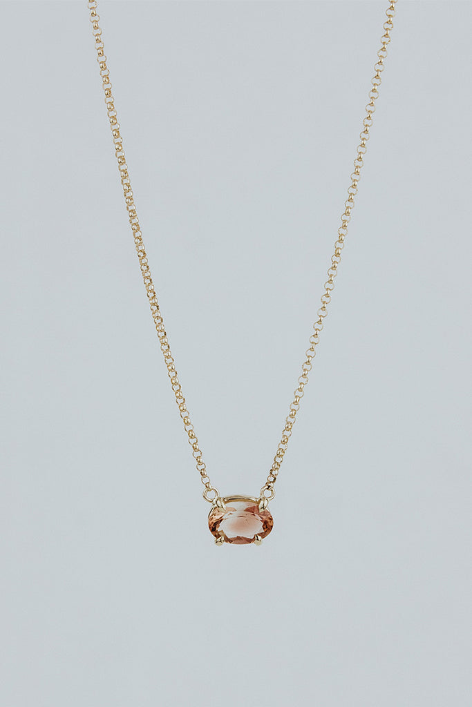 Oval Sunstone Necklace - 14k