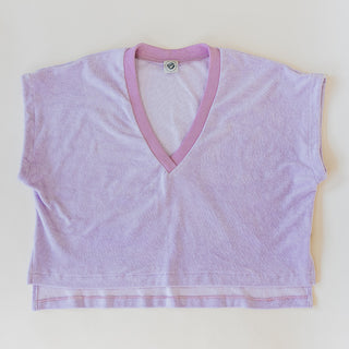 Boxy V-Neck Tee - Lavender Terrycloth