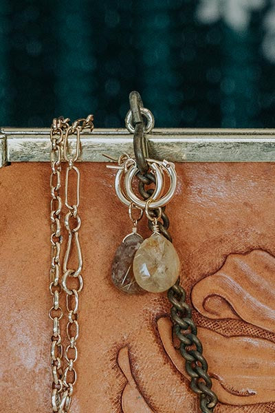 Charm Hoops - Rutilated Quartz