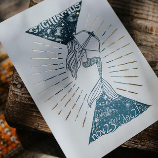 Wings Hawaii zodiac letterpress prints - sagittarius