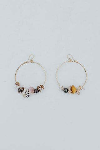 Shell Lei Hoop Earrings - Tahitian Pearl