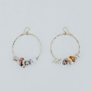 Shell Lei Hoop Earrings - Tahitian Pearl