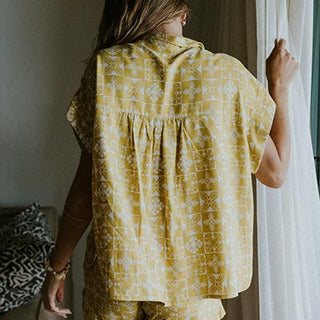 Quilted Ulu Boxy Button-up - Marigold