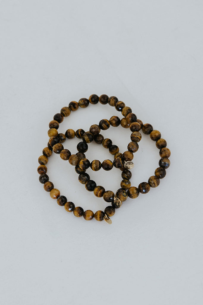 Stretchy Beaded Bracelet - Tigers Eye
