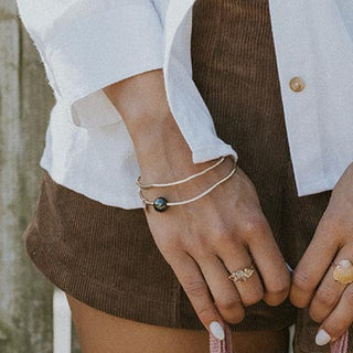 Ti Leaf Bangle - Tahitian Pearl