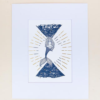 Wings Hawaii zodiac letterpress prints - taurus matted