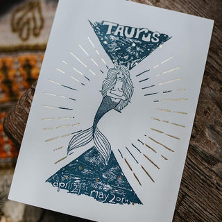 Wings Hawaii zodiac letterpress prints - taurus