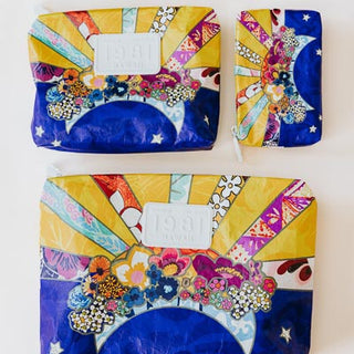 wings hawaii tyvek adventure pouches in sun + moon collage print