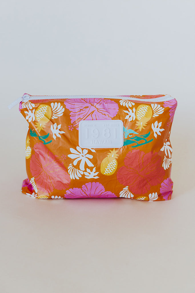 Wings Hawaii Tyvek adventure pouch in orange aloha print