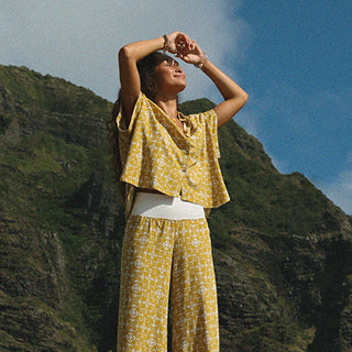 Quilted Ulu Boxy Button-up - Marigold