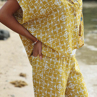 Quilted Ulu Boxy Button-up - Marigold