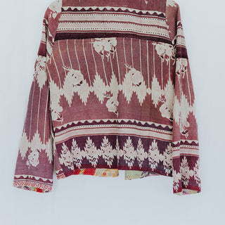 Vintage Kantha Jacket - Purple Petal Aztec