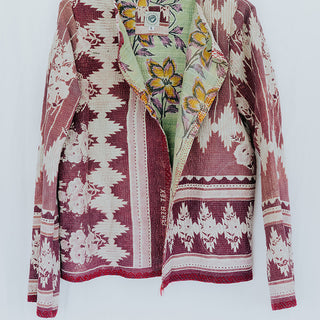 Vintage Kantha Jacket - Purple Petal Aztec