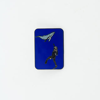humpback whale and diver enameled pin