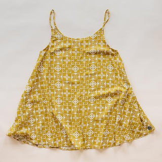 Wings Hawaii trapeze mini dress in ulu and plumeria print in marigold