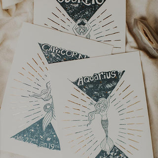 Wings Hawaii zodiac letterpress prints
