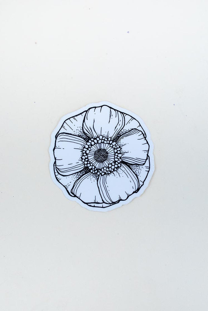 anemone waterproof decal sticker hand drawn maui hawaii artist black and white