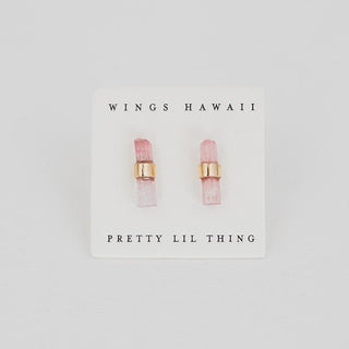 Banded Crystal Studs - Pink Tourmaline 14k