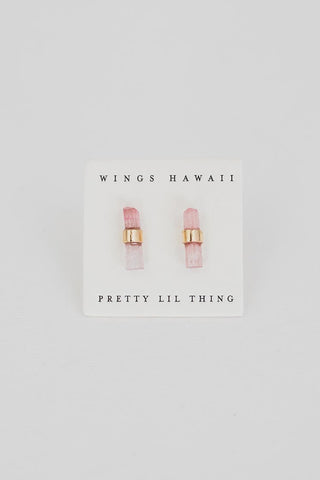 Banded Crystal Studs - Pink Tourmaline 14k