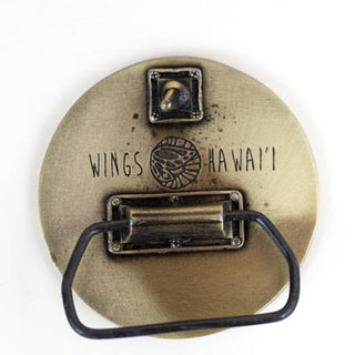 brass belt buckle sun and moon wings hawaii