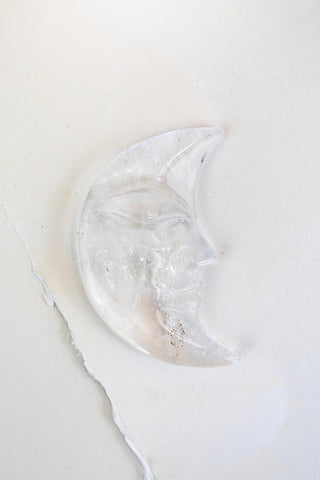 Clear Quartz Sleeping Moon Face - Large
