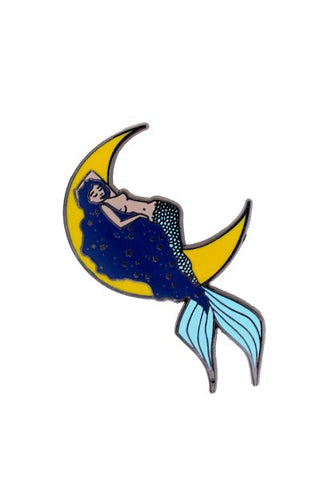 wings hawaii enameled pin crescent moon mermaid beach babe maui girl cosmic dream