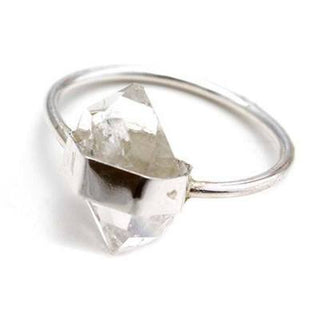 wings hawaii hand made herkimer diamond clear quartz crystal wrapped ring sterling silver gold filled 14 karat gold magical dainty tiny stackable jewelry maui