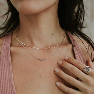 Dream Necklace - Sapphire + Diamond - 14k