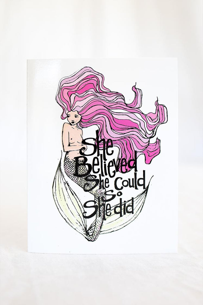 Wings Hawaii greeting card - she believed she could so she did mermaid