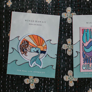 Wings Hawii sunset mermaid embroidered patch