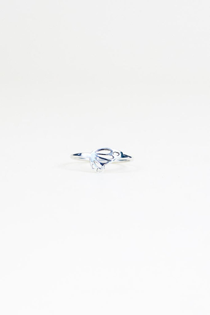 tiny butterfly wing ring made of sterling silver women's jewelry hand made in haiku maui wings hawaii