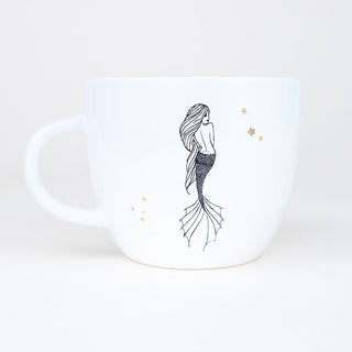 virgo mermaid zodiac ceramic mug black and white wings hawaii