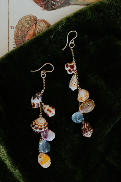 Shell Pile Earrings | Aquamarine + Mini cones
