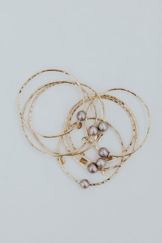 Ti Leaf Bangle - Pink Freshwater Pearl