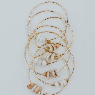 Ti Leaf Bangle - Triple Puka Shell