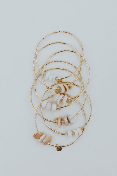 Ti Leaf Bangle - Triple Puka Shell