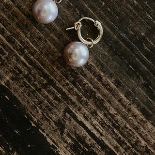 Pink Edison Pearl Hoop Earrings