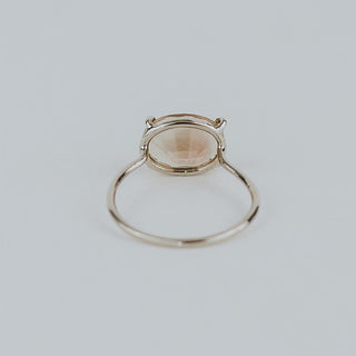 Oval Sunstone Ring - 14K White Gold