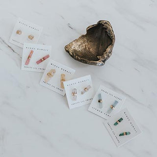 Banded Crystal Studs | 14K