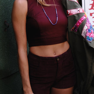 Pinafore Crop Top - Burgundy