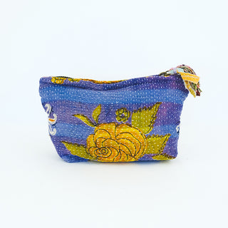 Purse Pouch with Zipper made out of vintage Kantha Blanket