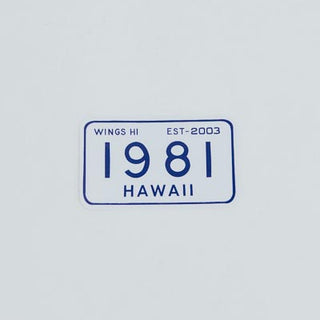 Wings Hawaii 1981 license plate sticker