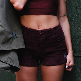 Retro Pocket Shorts - Eggplant Corduroy
