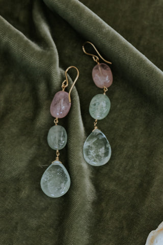 Wings Hawaii good karma earrings with aquamarine on gold fill