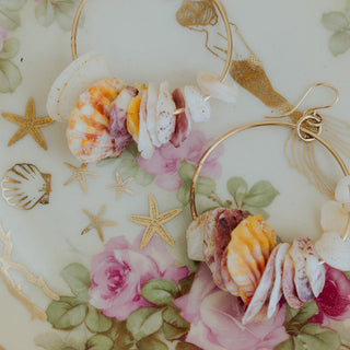 Shell Lei Hoop Earrings - Sunrise + Scallops