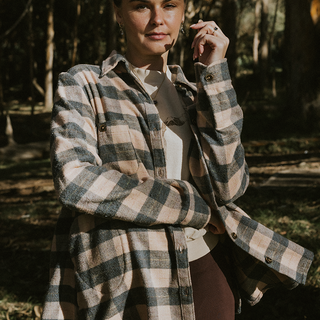 Paragon Flannel - Peach + Grey