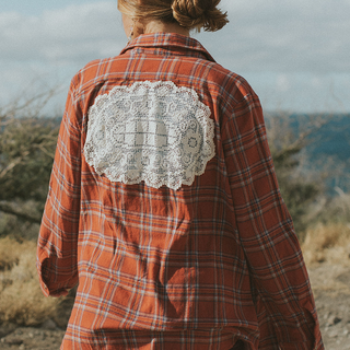 Hand crafted Vintage Flannel with Lace