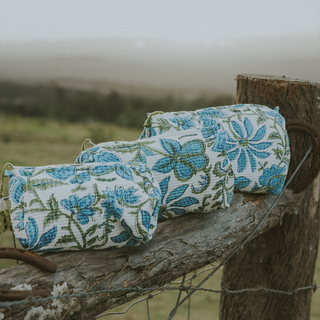 Kantha Toiletry Pouches - Blooming Tide