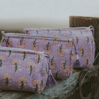 Kantha Toiletry Pouches - Lilac Fields